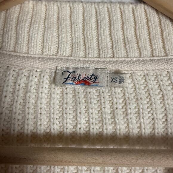 Faherty Cuddle V-Neck Button Front Cream Knit Cardigan Sweater Size XS - Picture 11 of 11